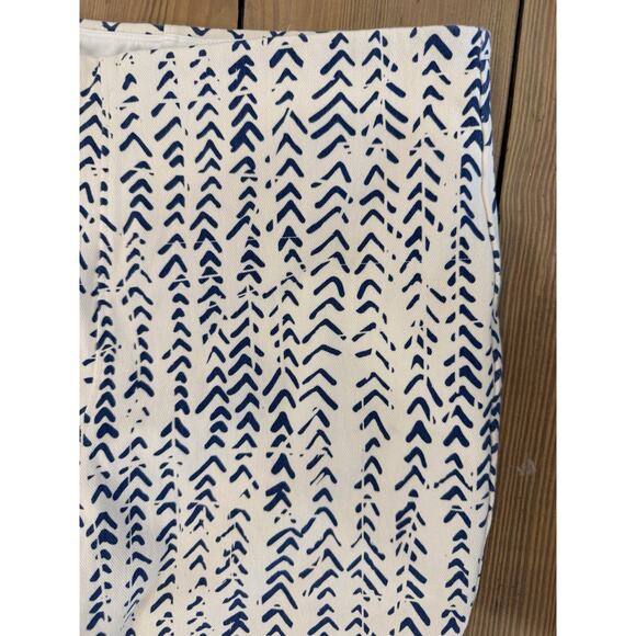 Lysse Pull On Ankle‎ Pants Elastic Waist Blue White Fringe XL Cotton - Picture 5 of 8